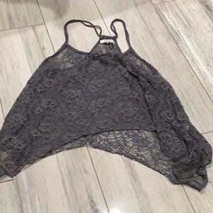 Gray Lace Sleeveless Top